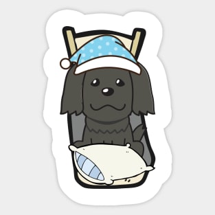 Cute black dog is going to bed Sticker